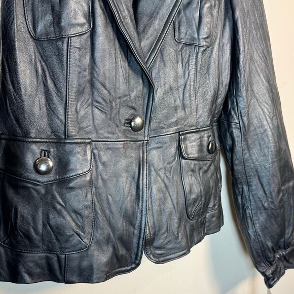 NWT Mossimo Genuine Black Leather One Button Jacket Deadstock Y2K 90s Vintage S - Picture 3 of 10